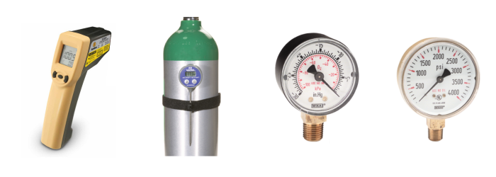 Infrared Thermometer, Digital Thermometer, Low Pressure Gauge and High Pressure Gauge for Transfilling Oxygen