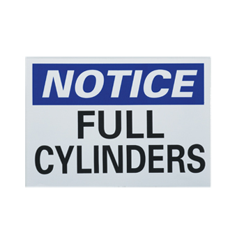 Cylinder Storage Signs   Notice Full Cylinders