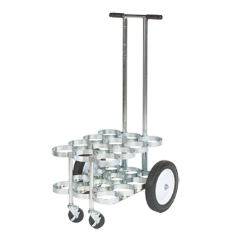 Cylinder Cart with Removable Handle and 3in Casters   Holds 12 D/E Cylinders