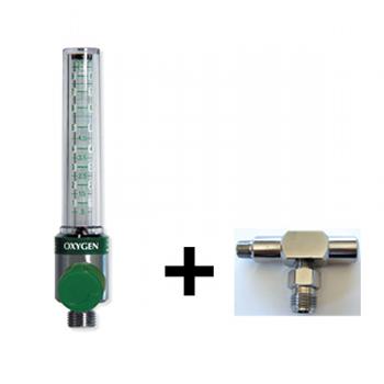 Oxygen Flowmeter with Power Take Off 15 LPM 1/4 NPT Male Inlet