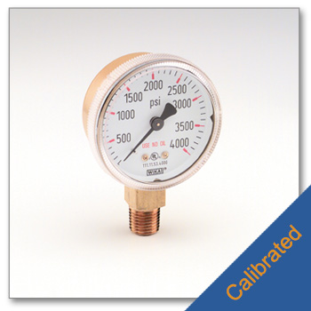 High Pressure Gauge 2 Inch Diameter Calibrated to NIST Standards