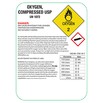 Blank Flat Pack of Compressed Oxygen Product Labels