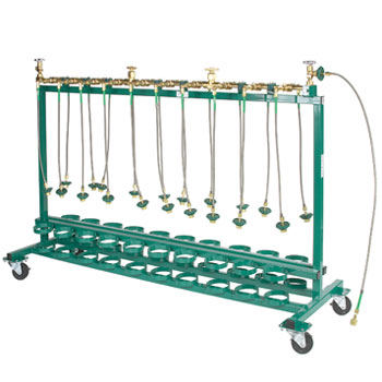 20 Place Mobile Fill Rack to fill CGA 540 Cylinders