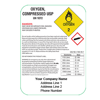 CUSTOM Oxygen Compressed Drug Label