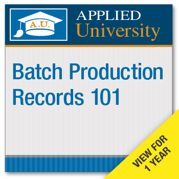 Batch Production Records 101 On Demand Class Subscription