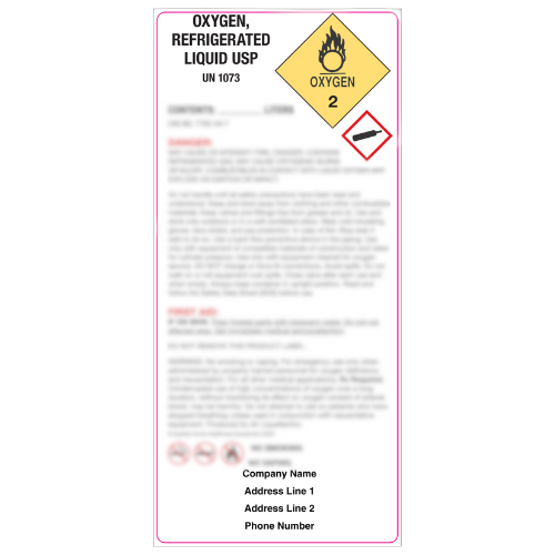 CUSTOM Refrigerated Liquid Oxygen Product Labels