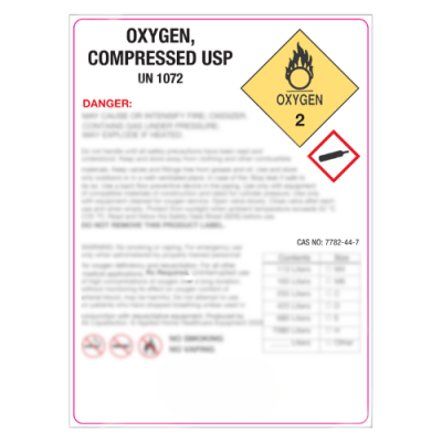 SALE! BLANK Flat Pack of Compressed Oxygen Product Labels