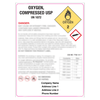 SALE! CUSTOM Oxygen Compressed Drug Label