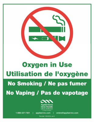 Oxygen in Use, No Smoking Sign   Pack of 25