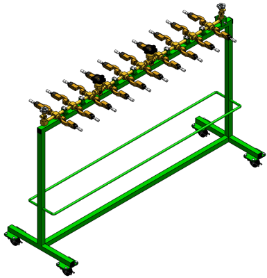 Mobile Filling Rack Holds 20 Cylinders with Quick Connectors